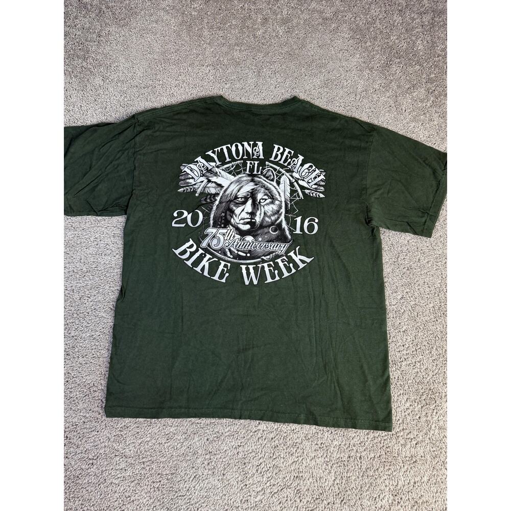 Daytona Beach Bike Week Shirt Mens XL Green 2016 75th Anniversary Keya